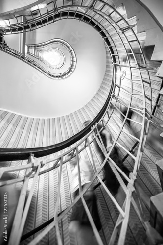Spiral Staircase. Abstract image of stairs in shape of light bulb.