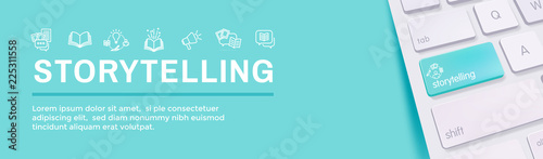 Storytelling Web Banner and Icon Set - Writing, speech bubbles, etc
