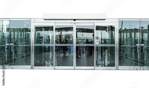 automatic glass door isolated on white background.