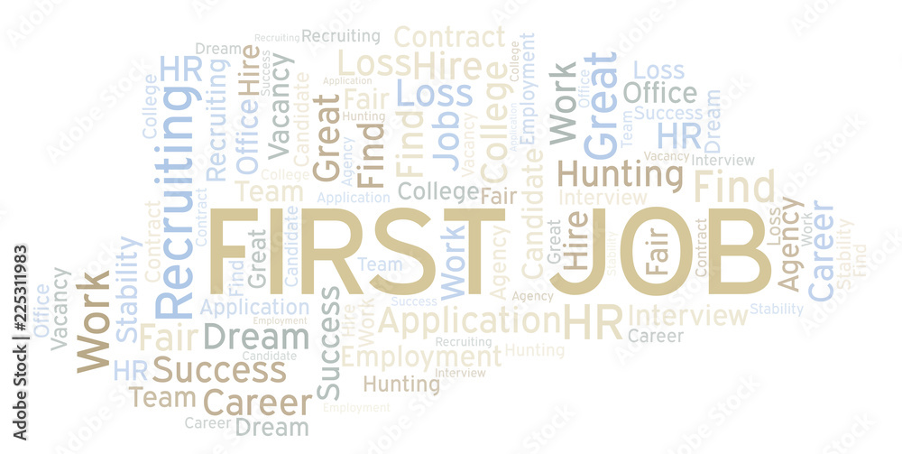 Fototapeta premium First Job word cloud.