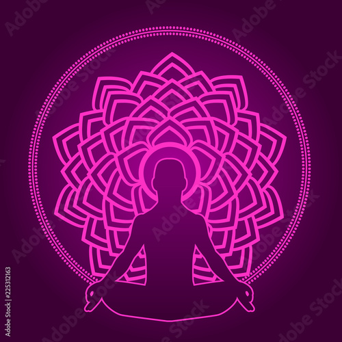 Silhouette of man with symbols of chakra