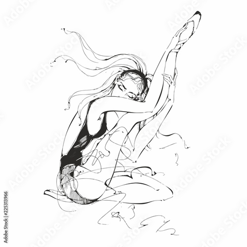 Ballerina. Dancer. Ballet. Graphics. Girl. Vector illustration.