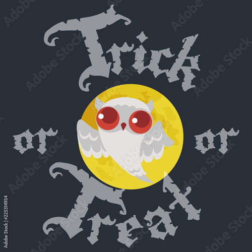 Cartoon green owl flat colorful poster