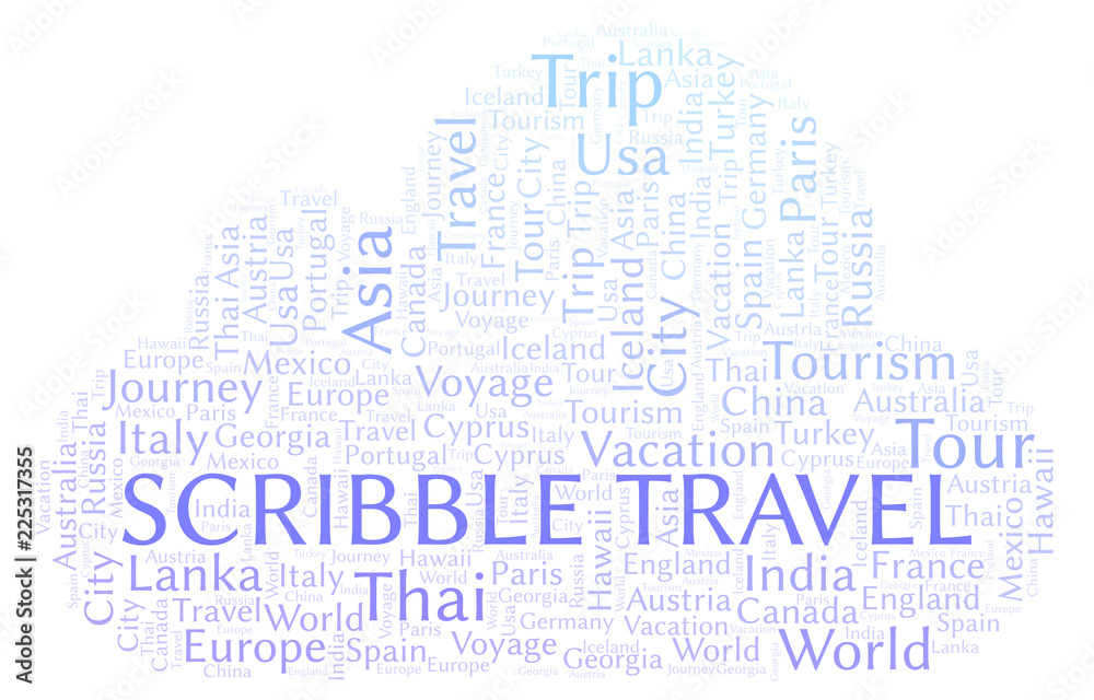 Scribble Travel word cloud. Scribble Travel word cloud.