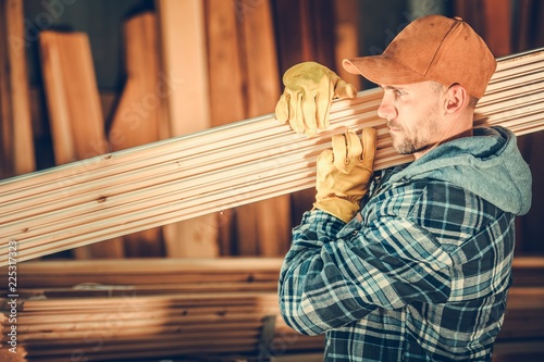 Worker with Wood Planks