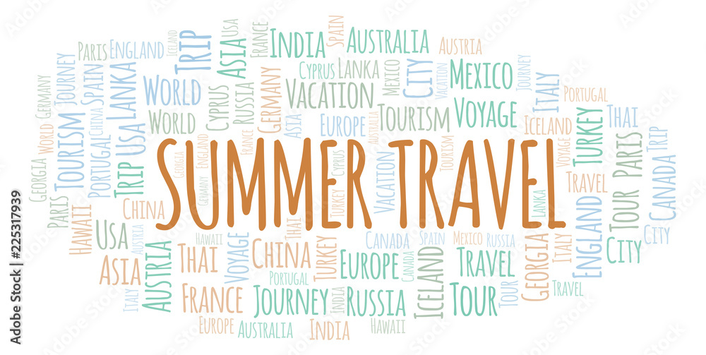 Obraz premium Summer Travel word cloud.