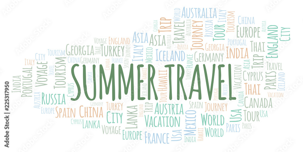 Obraz premium Summer Travel word cloud.