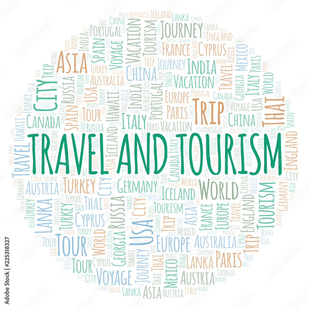 Travel And Tourism word cloud.