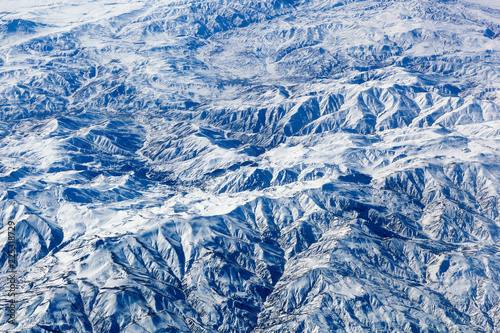 Aerial view on beautiful snowy landscape.