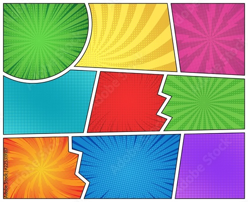 Comic page colorful blank composition
