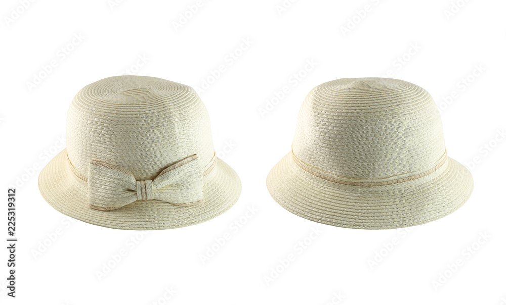 White fashion hat isolated on white background.