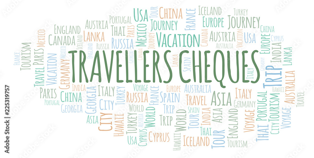 Travellers Cheques word cloud. Travellers Cheques word cloud.