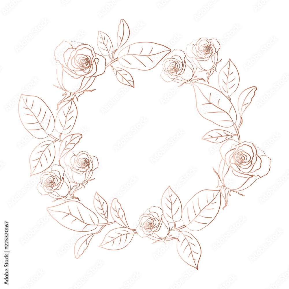 Floral wreath with bronze roses.