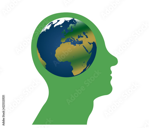 World in mind icon vector illustration - eco concept