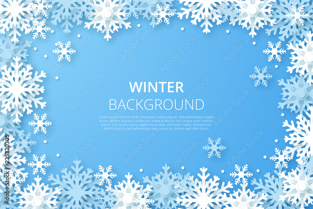 Winter design background. Origami snowfall. Vector Illustration. - obrazy, fototapety, plakaty 
