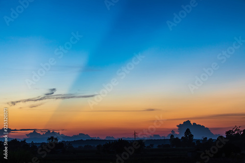 Colourful sunset for background. Dramatic sunset with  twilight colour sky and clouds.