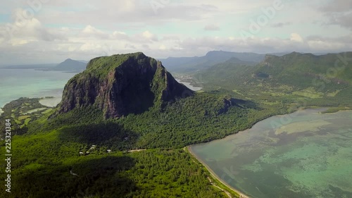 Aerial view of Lemorne Brabant and coral reefs in Mauritius. photo