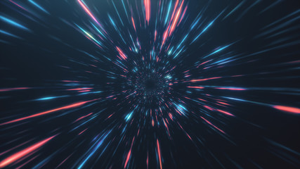 Acrylglasbilder Universum Abstrakter Neon Tunnel im Hyperraum  © flashmovie