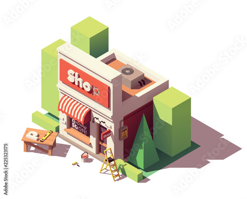 Vector isometric shop branding icon