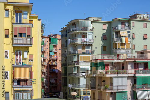 View of a neighborhood with colorful buildings of Torre del Greco in Italy - The town of Torre del Greco is very close to Naples.