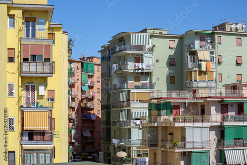 Принти на полотні View of a neighborhood with colorful buildings of Torre del Greco in Italy - The town of Torre del Greco is very close to Naples