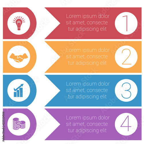 Template infographics from colorful hrizontal arrows for 4 positions photo