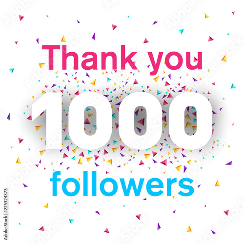 1000 followers card for celebrating many followers in social networks.