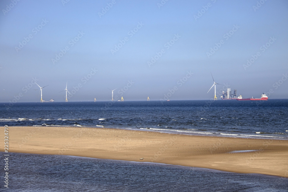 Wind farm installation. Aberdeen, Scotland, UK.