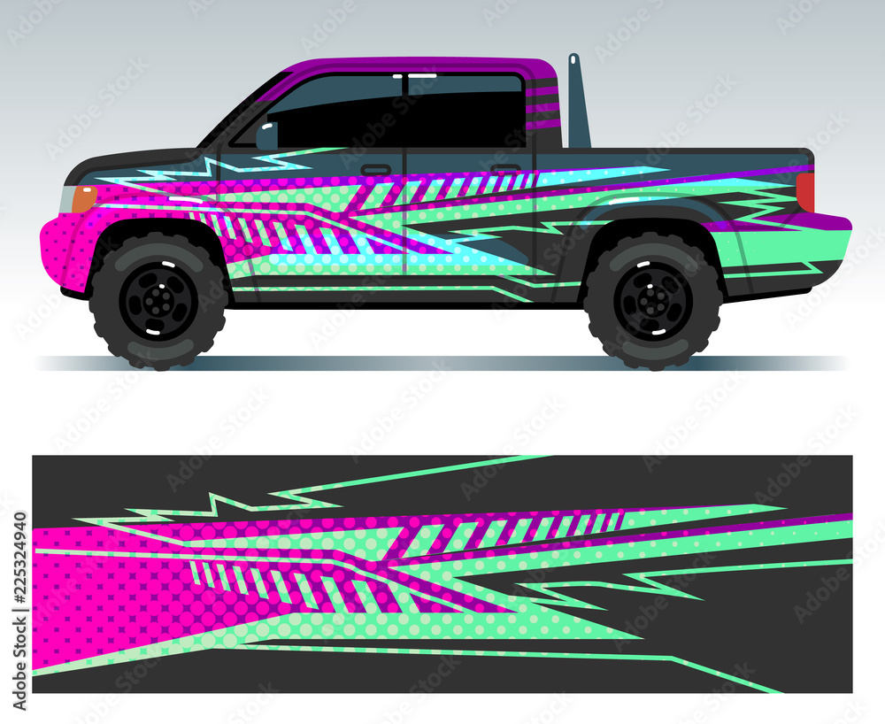 Racing car decals. Sport vehicle vinyl stickers vector set. Vinyl decal  sticker for car decoration illustration vector de Stock | Adobe Stock