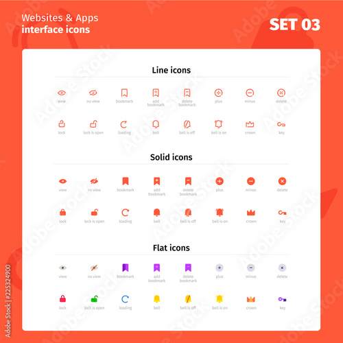 Icons for website and application interface.