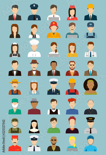 People of different occupations. Professions icons set. Flat design. Vector