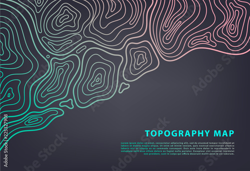 Vector abstract topography map banner. Topographic contour background. Topo grid.