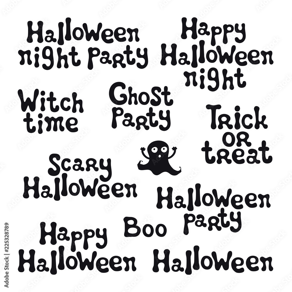 Obraz premium Halloween phrases. Handdrawn lettering. Design element for Halloween. Vector handwritten calligraphy quote.