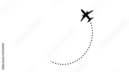 Seamless, Minimalistic Animation Of Airplane. Black And White. 4K 60fps