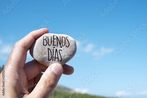Fotografía text buenos dias, good morning in spanish