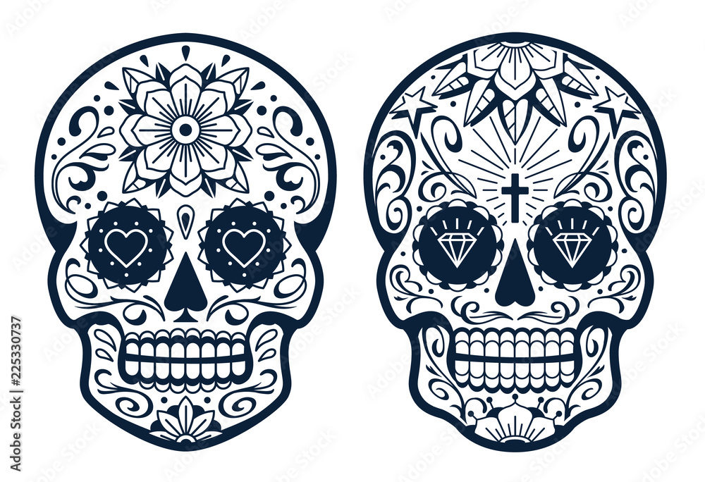 Vector Mexican Skulls with Patterns Vector Mexican Skulls with Patterns