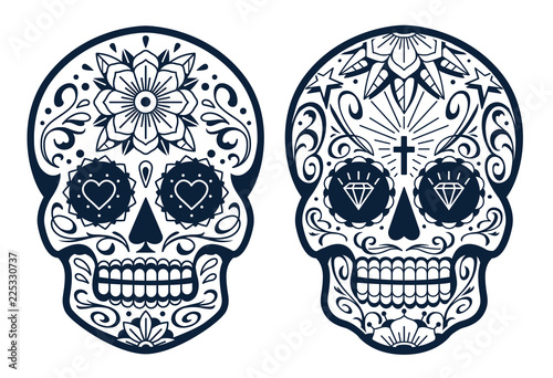 Vector Mexican Skulls with Patterns