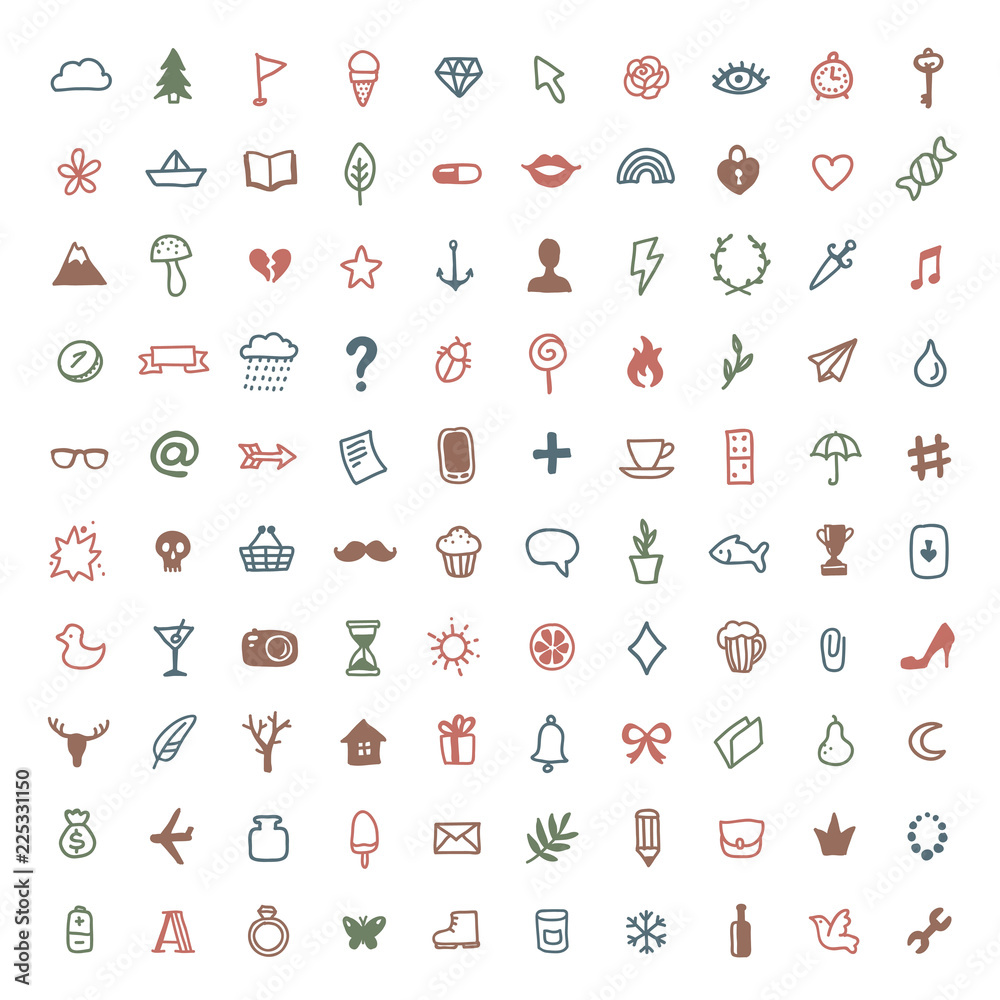 Set of hand drawn icons for design and infographic Set of hand drawn icons for design and infographic