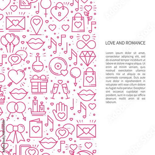Love line pattern concept with place for your text. St Valentine's day. Love, romantic, wedding, relationship dating design theme. Unique print.