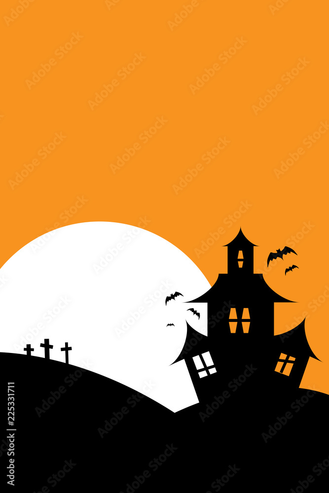 Haunted house in flat design, ESP10, vector illustration