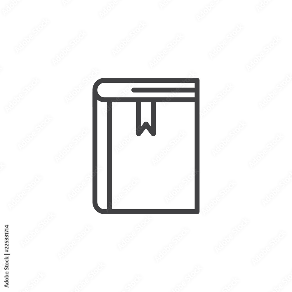 Book with bookmark outline icon. linear style sign for mobile concept and web design. textbook simple line vector icon. Symbol, logo illustration. Pixel perfect vector graphics