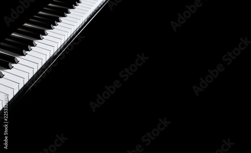 Piano and Piano keyboard	with black background