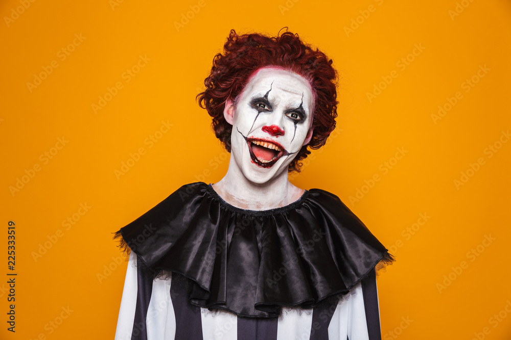 Smiling man clown looking camera and smiling Smiling man clown looking camera and smiling