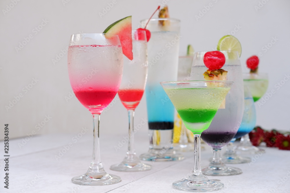 colorful summer drinks and cocktails