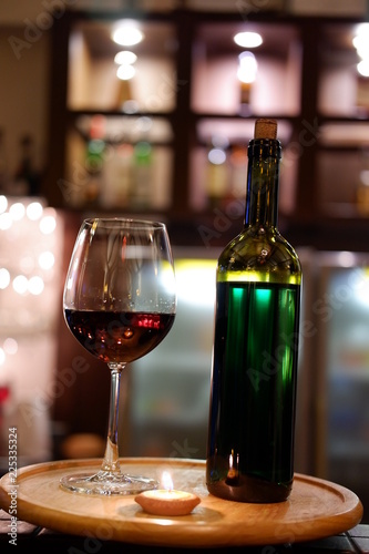 romantic red wine on table