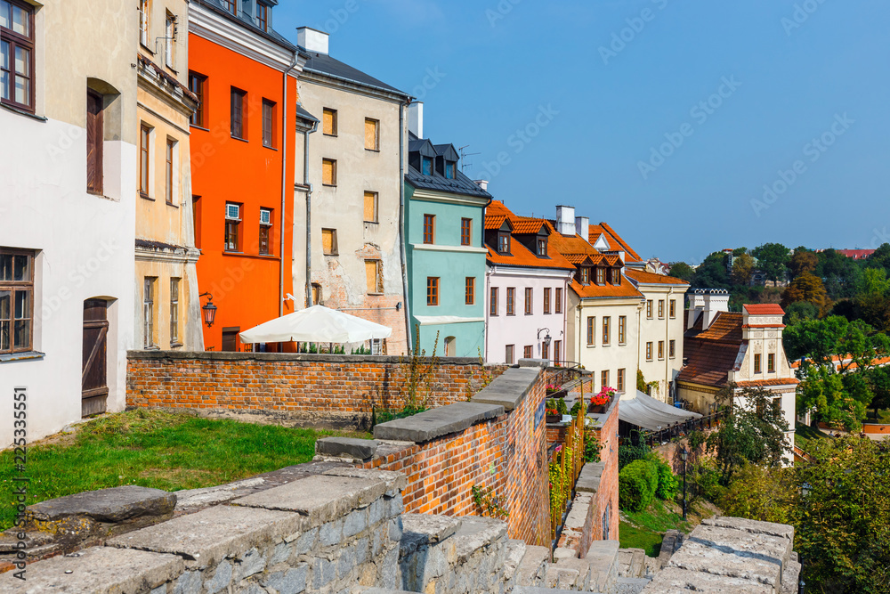 Historic center of the old town in Lublin, Poland.