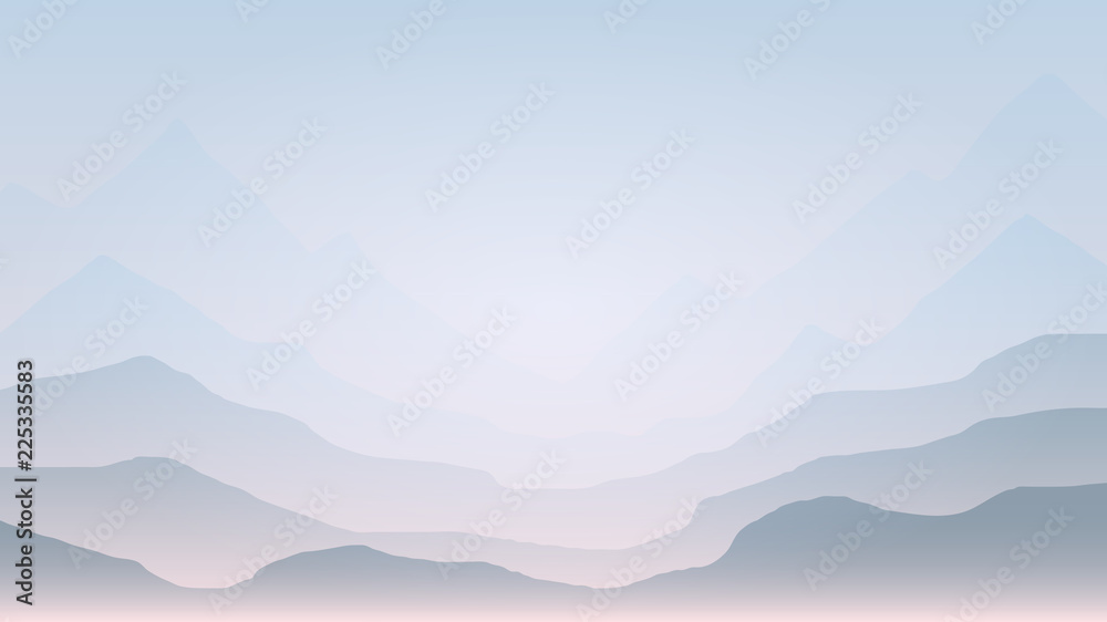 Landscape banner with mountains. Abstract Hills silhouette template