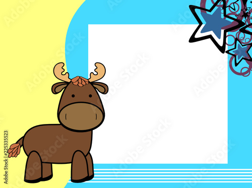 cute plush moose cartoon picture frame background in vector format
