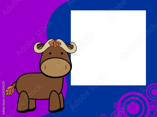 cute plush ox cartoon picture frame background in vector format