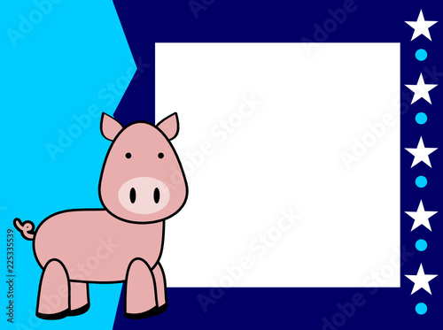 cute plush pig cartoon picture frame background in vector format